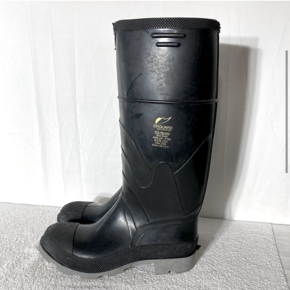 Vintage Onguard Industries Black Polyblend Rubber Boots Rain Boots 8 - Picture 4 of 14